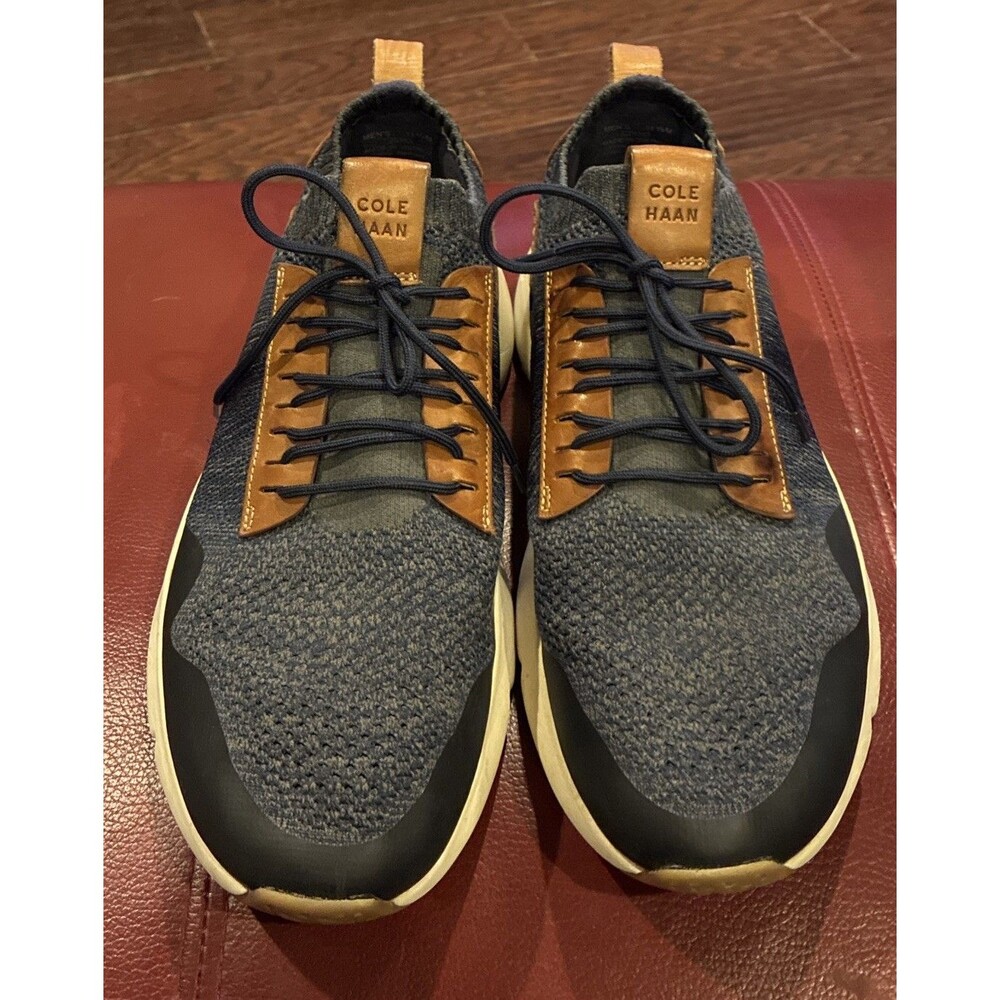 EUC COLE HAAN ZEROGRAND ALL DAY Trainers Men’s 11.5  Blue Knit/Brown Leather